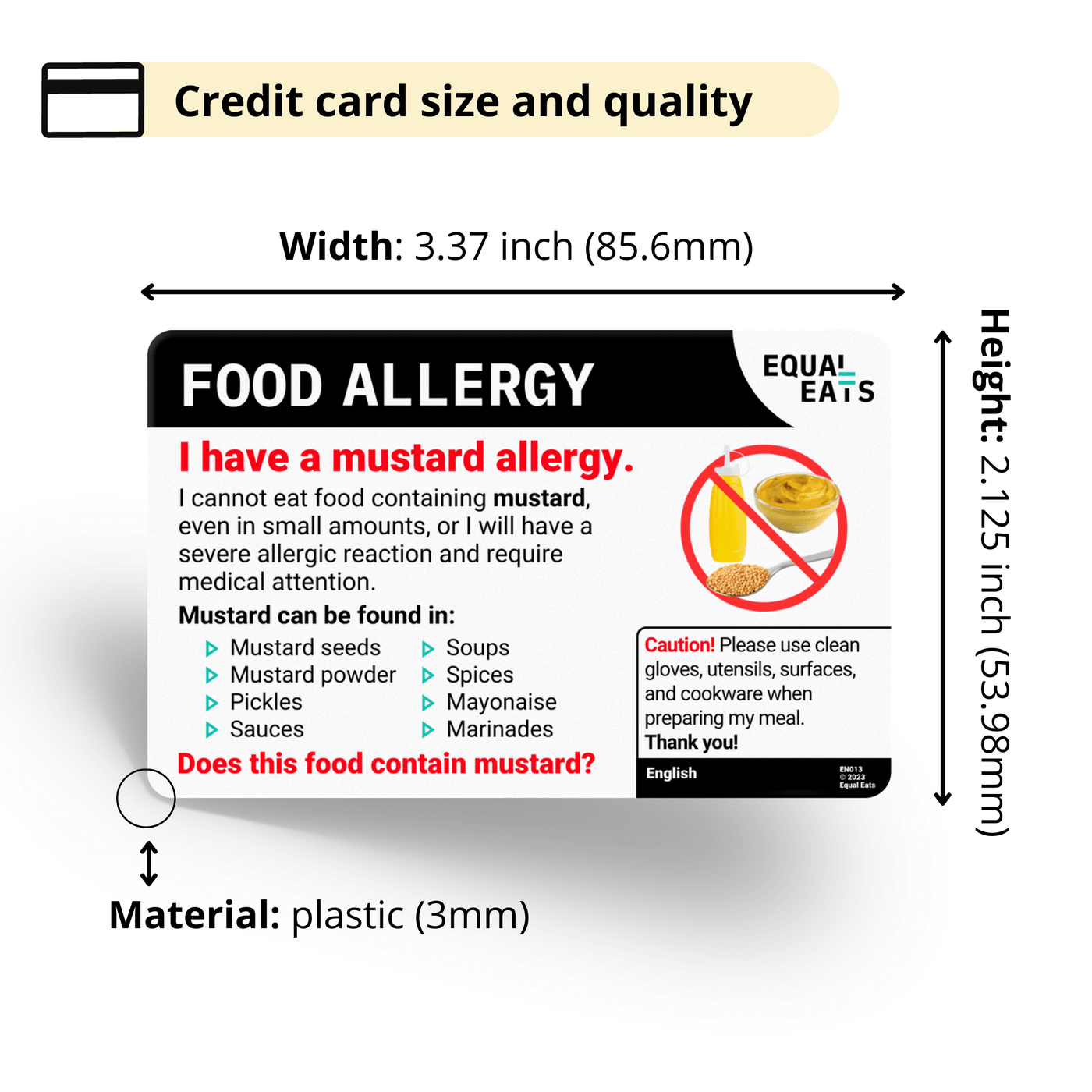 Vietnamese Mustard Allergy Card