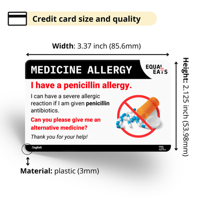 Equal Eats Penicillin Medicine Allergy Translation Card