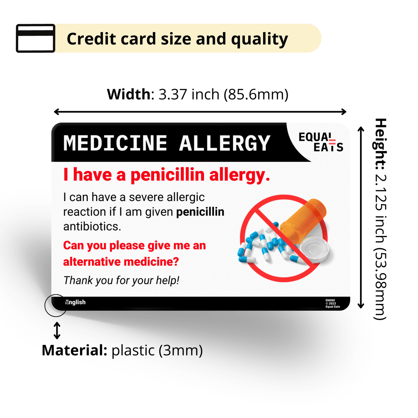 Simplified Chinese Penicillin Allergy Card