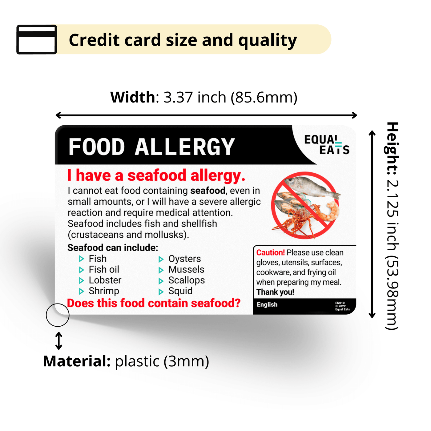 Slovenian Seafood Allergy Card