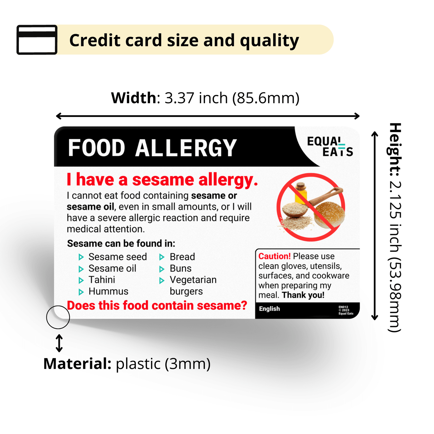 Serbian Sesame Allergy Card