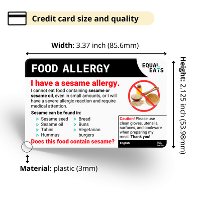 Hungarian Sesame Allergy Card