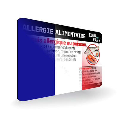 Fish Allergy in French. Fish Allergy Card for France