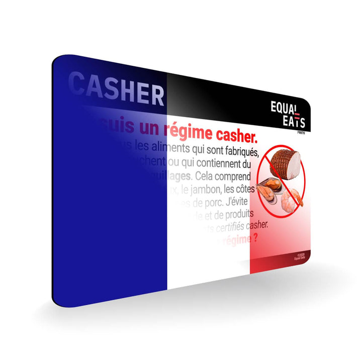 Kosher Diet in French. Kosher Card for France