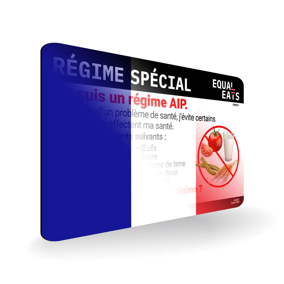 AIP Diet in French. AIP Diet Card for France