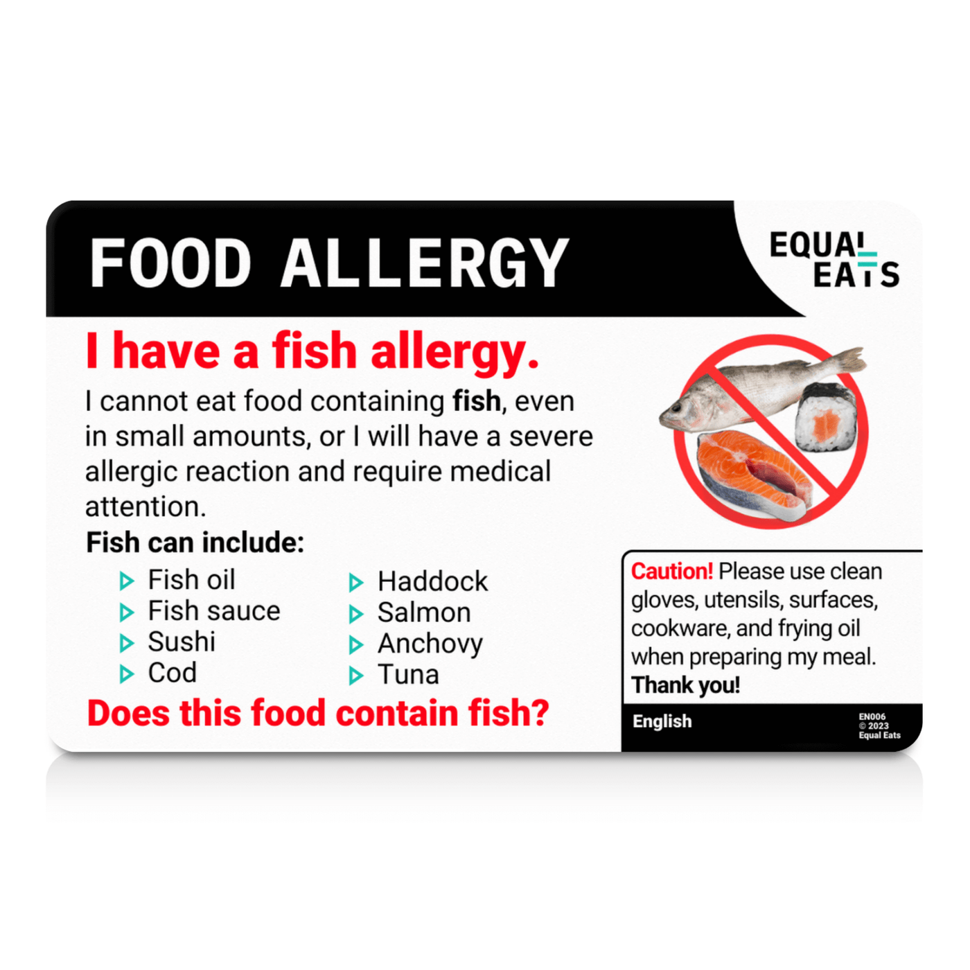 Swedish Fish Allergy Card