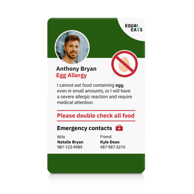 Green Egg Allergy ID Card (EqualEats)