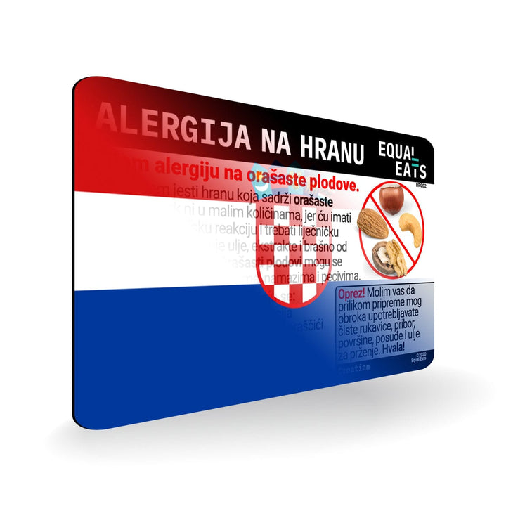 Croatian Tree Nut Allergy Card