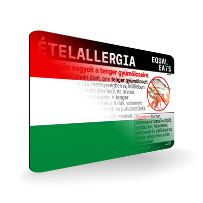 Seafood Allergy in Hungarian. Seafood Allergy Card for Hungary