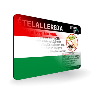 Soy Allergy in Hungarian. Soy Allergy Card for Hungary