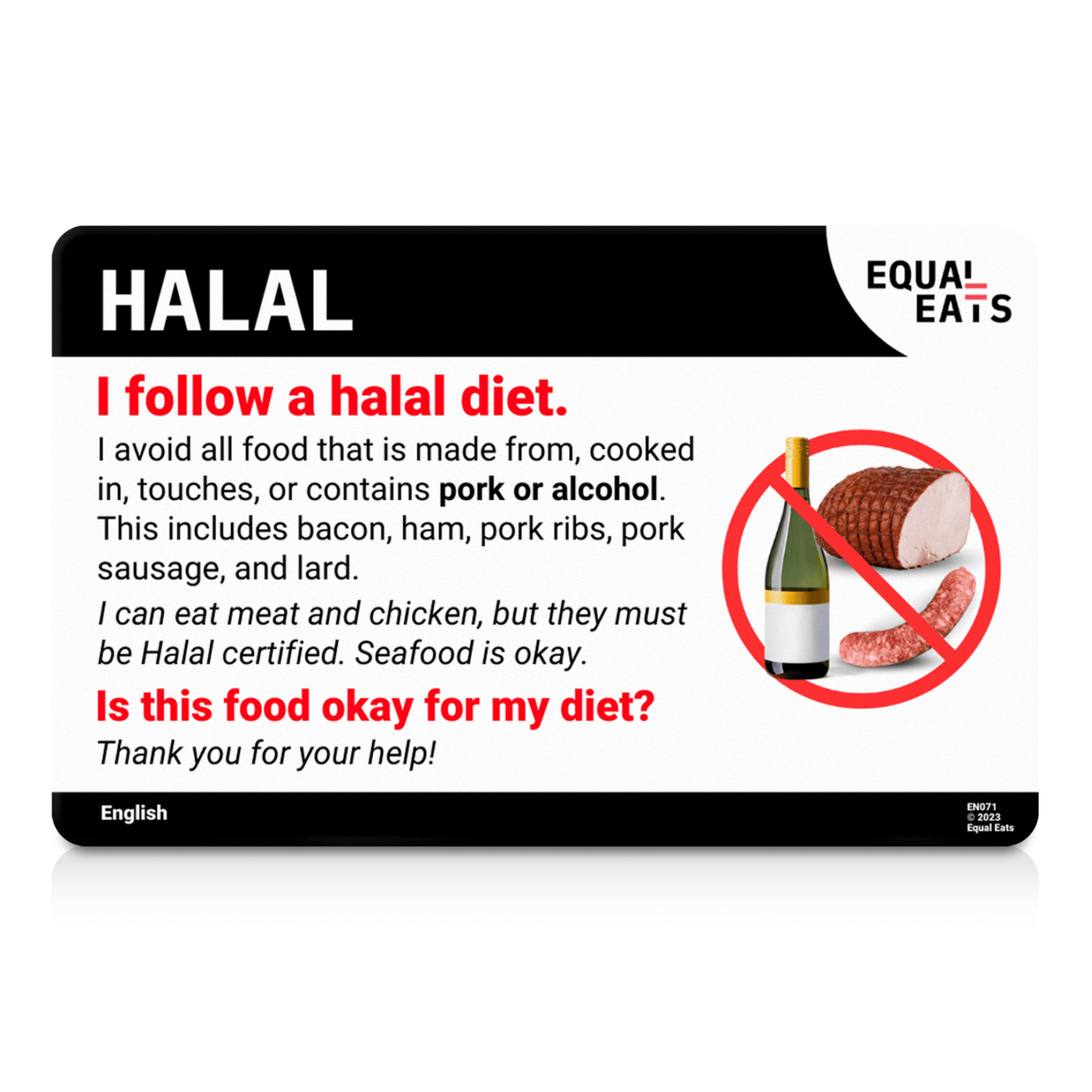 Norwegian Halal Diet Card