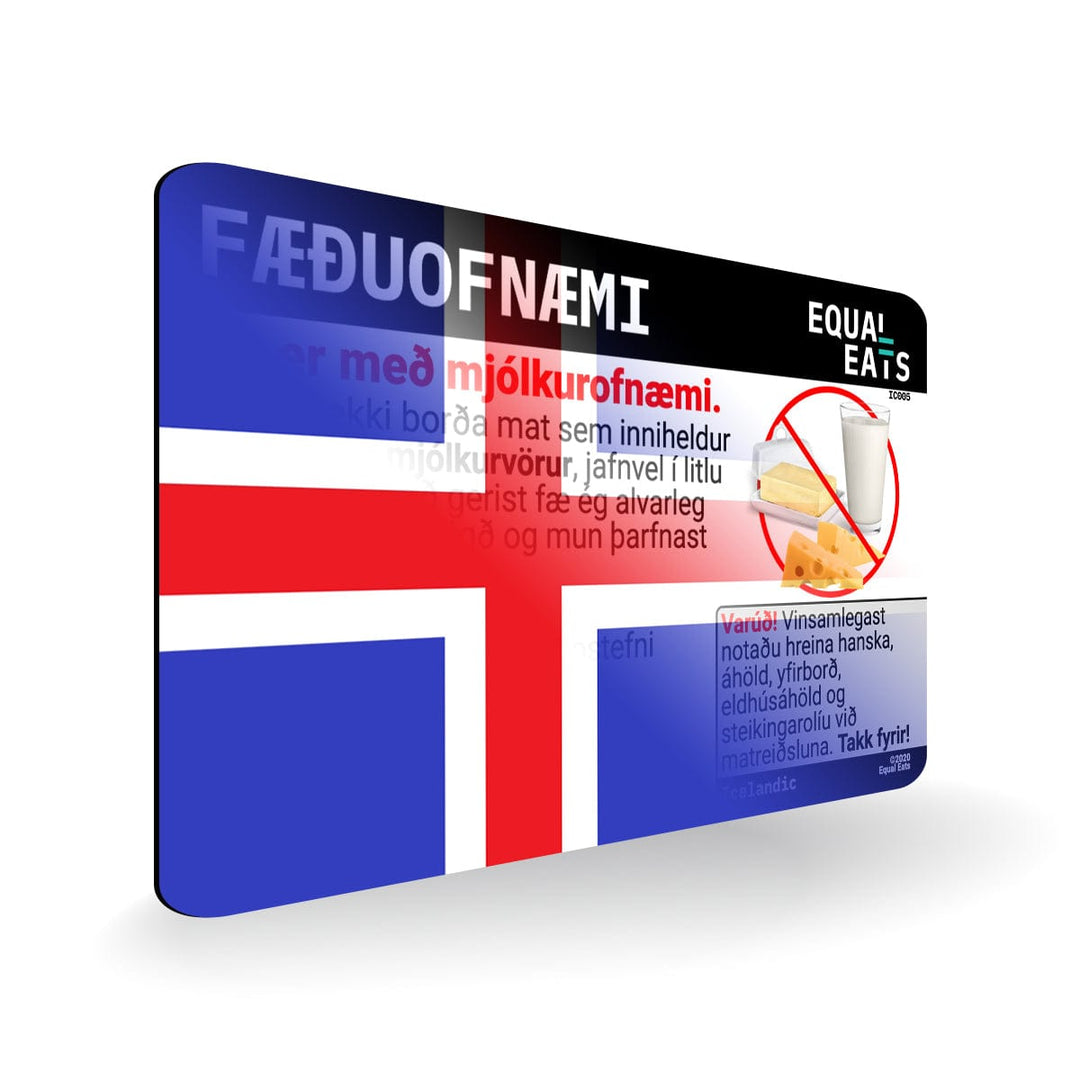 Milk Allergy in Icelandic. Milk Allergy Card for Iceland