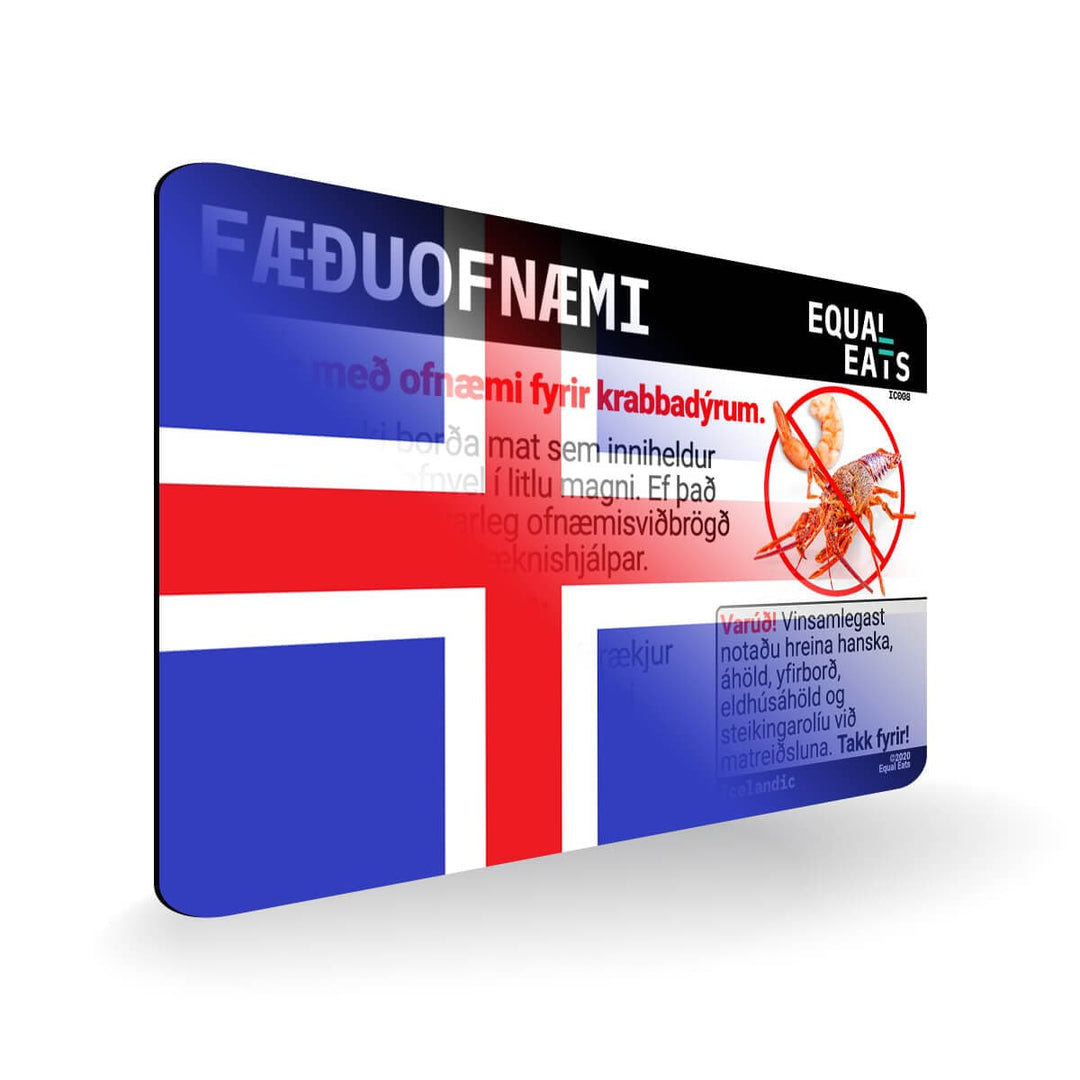 Crustacean Allergy in Icelandic. Crustacean Allergy Card for Iceland