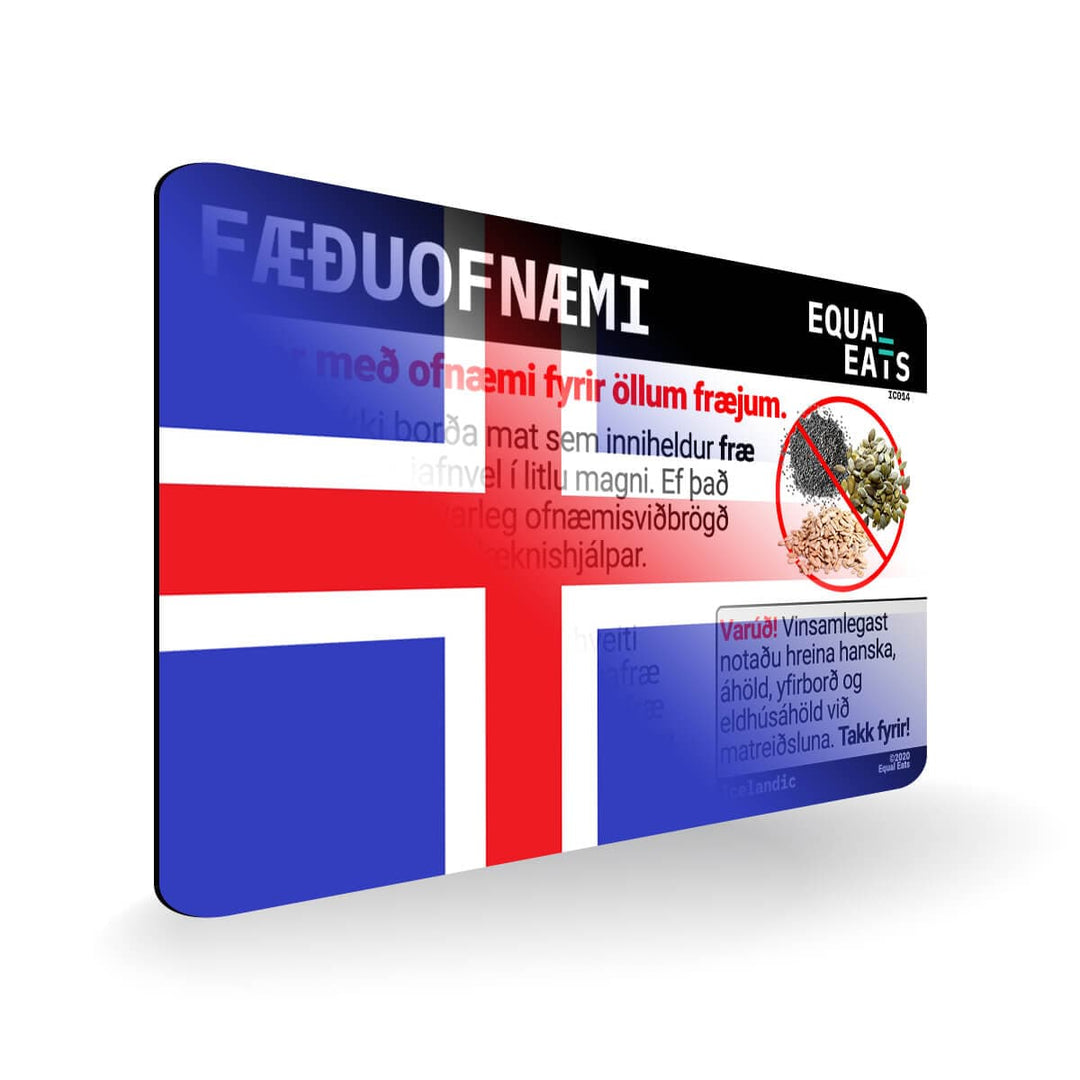 Seed Allergy in Icelandic. Seed Allergy Card for Iceland