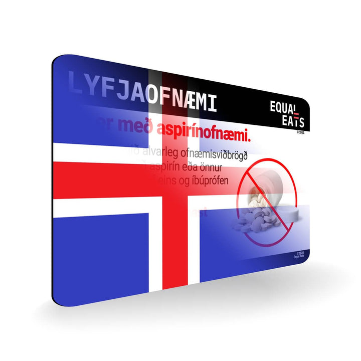 Aspirin Allergy in Icelandic. Aspirin medical I.D. Card for Iceland