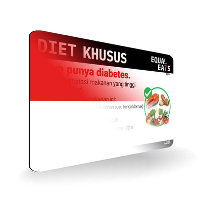 Diabetic Diet in Indonesian. Diabetes Card for Indonesia Travel
