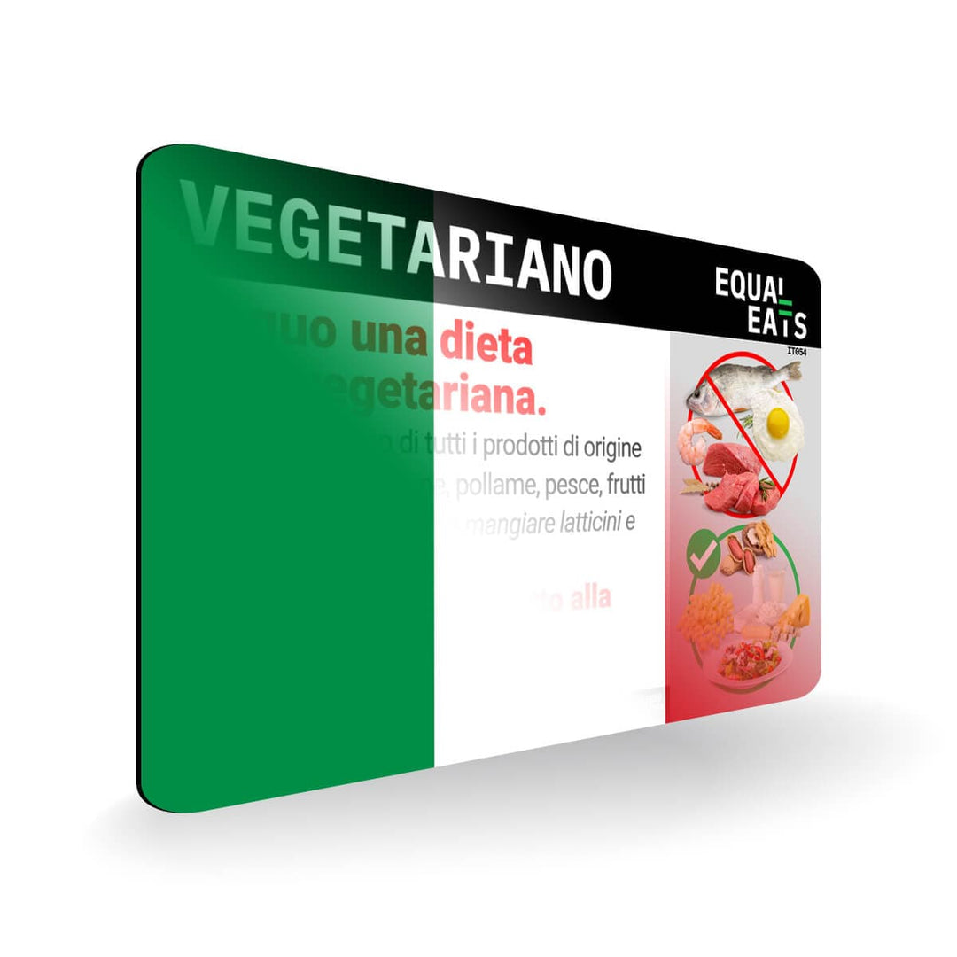 Lacto Vegetarian Card in Italian. Vegetarian Travel for Italy