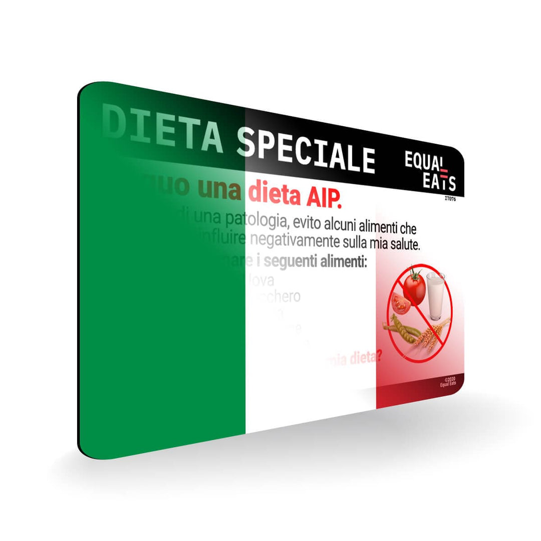 AIP Diet in Italian. AIP Diet Card for Italy