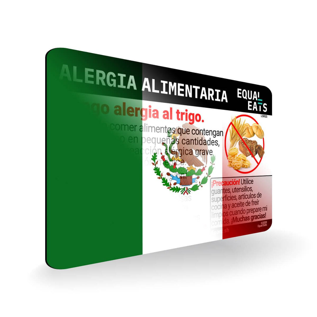 Wheat Allergy in Spanish. Wheat Allergy Card for Latin America