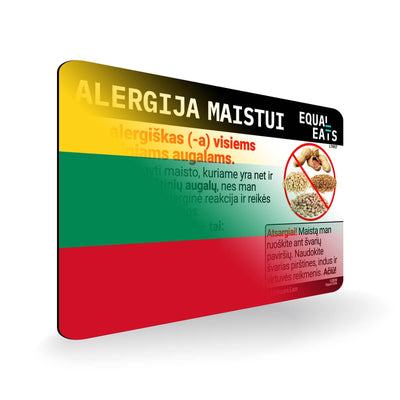 Legume Allergy in Lithuanian. Legume Allergy Card for Lithuania