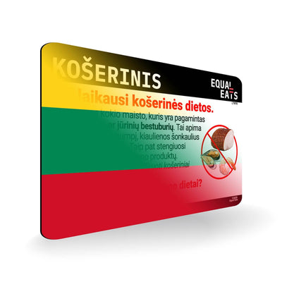 Kosher Diet in Lithuanian. Kosher Card for Lithuania
