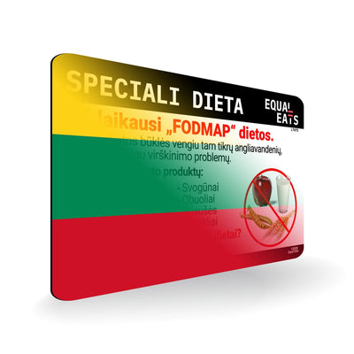 Low FODMAP Diet in Lithuanian. Low FODMAP Diet Card for Lithuania