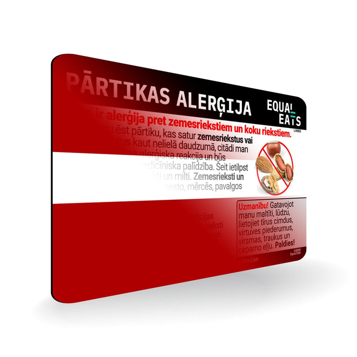 Peanut and Tree Nut Allergy in Latvia. Peanut and Tree Nut Allergy Card for Latvia Travel