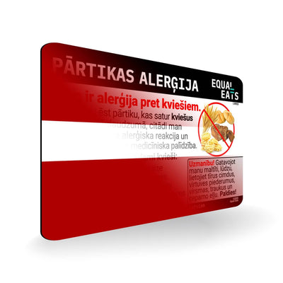 Wheat Allergy in Latvian. Wheat Allergy Card for Latvia