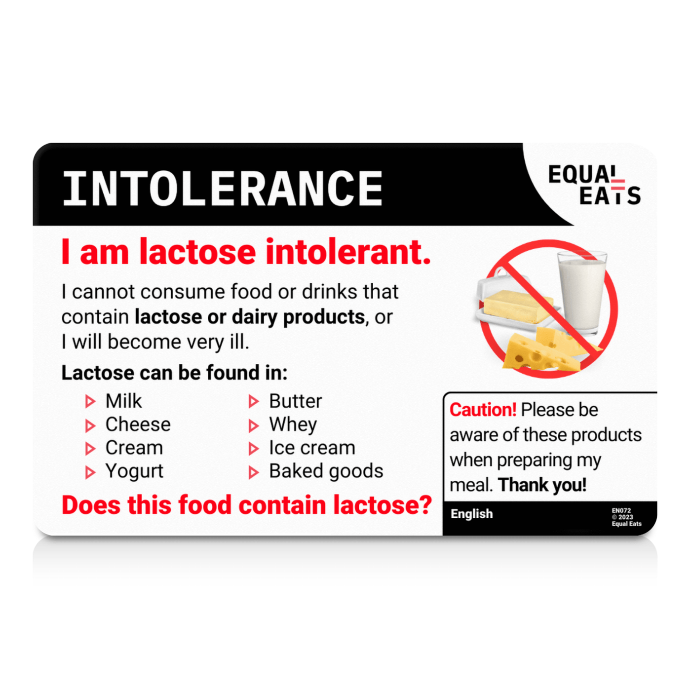 Slovak Lactose Intolerance Card