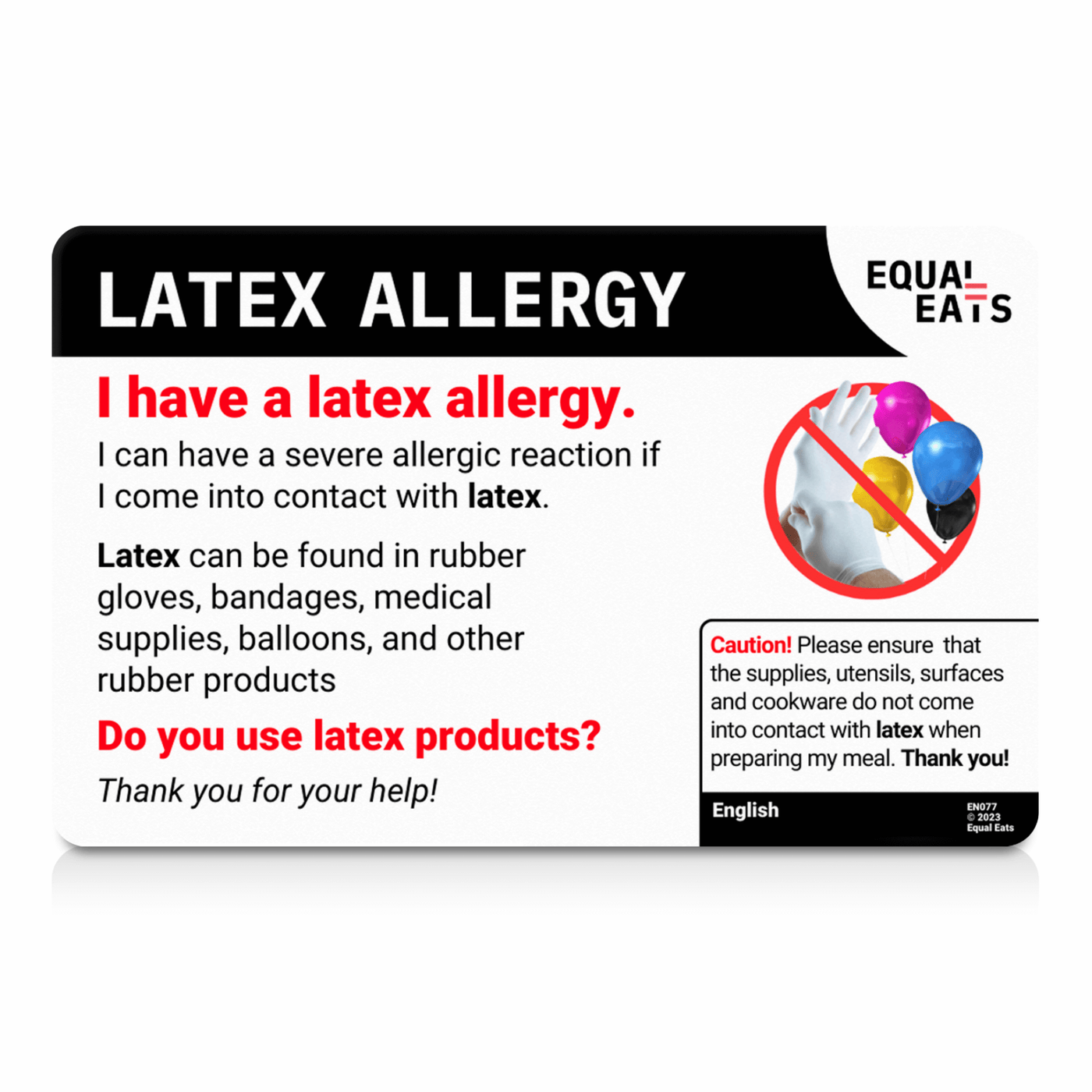 Danish Latex Allergy Card
