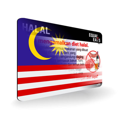Halal Diet in Malay. Halal Food Card for Malaysia