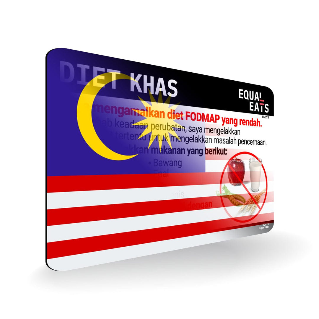 Low FODMAP Diet in Malay. Low FODMAP Diet Card for Malaysia