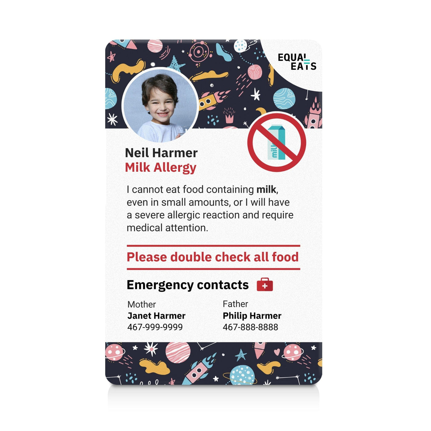 Space Milk Allergy ID Card (EqualEats)