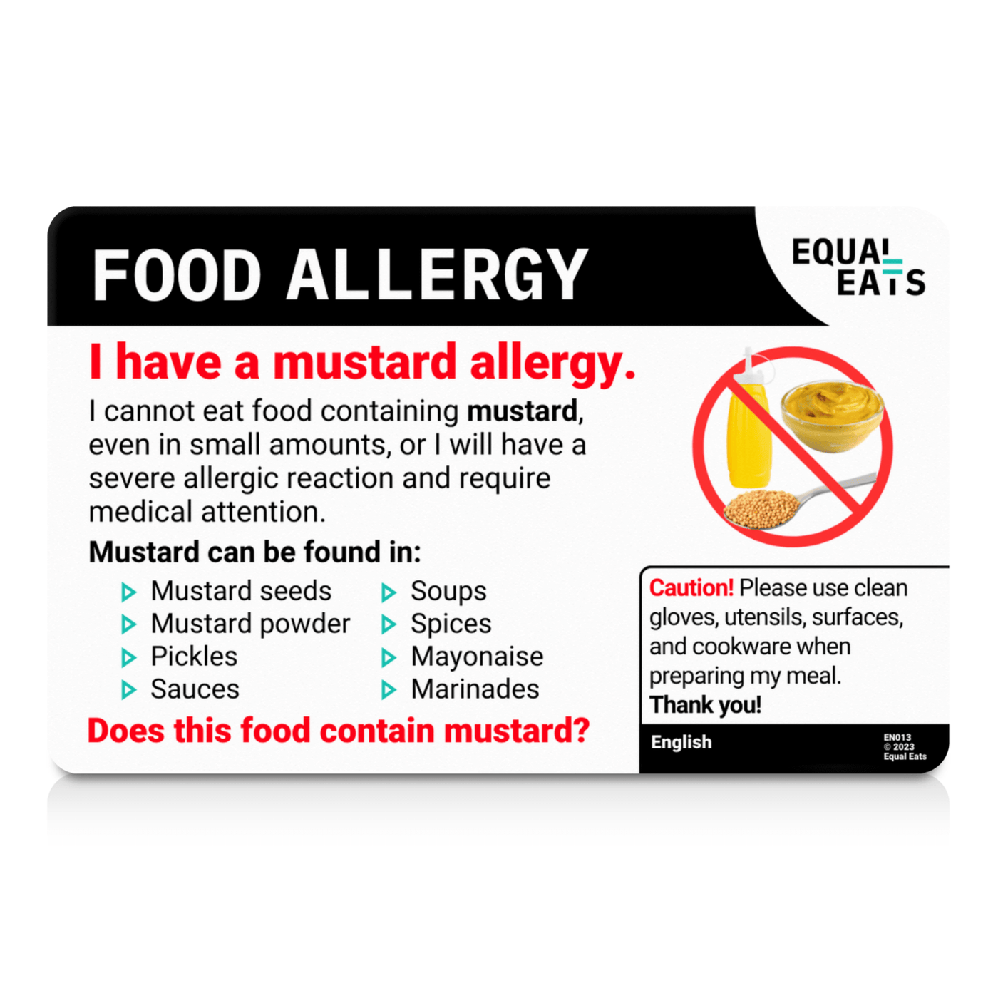 Slovak Mustard Allergy Card