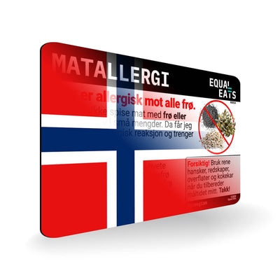 Seed Allergy in Norwegian. Seed Allergy Card for Norway