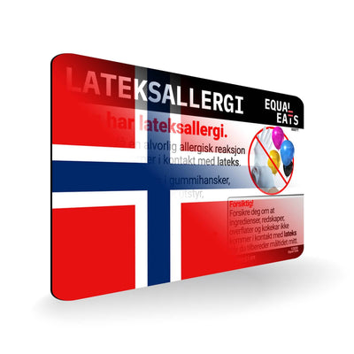 Latex Allergy in Norwegian. Latex Allergy Travel Card for Norway