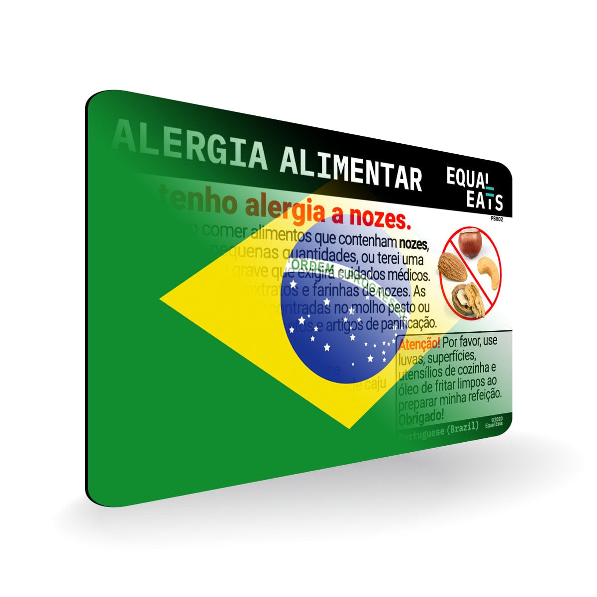 Portuguese (Brazil) Tree Nut Allergy Card