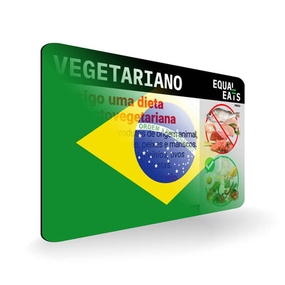 Lacto Ovo Vegetarian Diet in Portuguese. Vegetarian Card for Brazil
