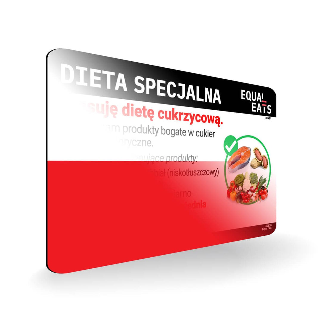 Diabetic Diet in Polish. Diabetes Card for Poland Travel