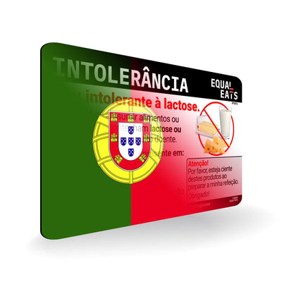 Lactose Intolerance in Portuguese. Lactose Intolerant Card for Portugal