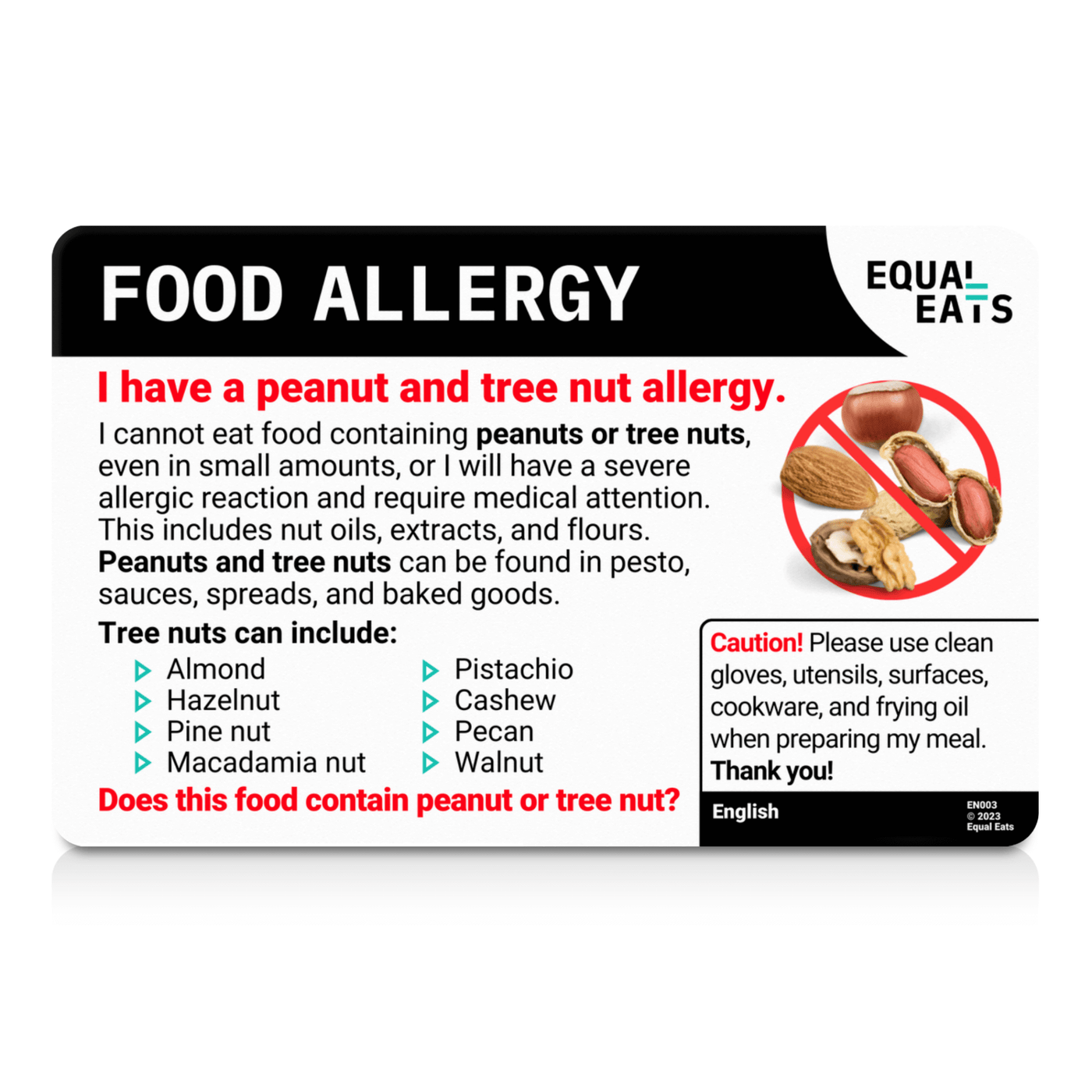 Slovenian Peanut and Tree Nut Allergy Card