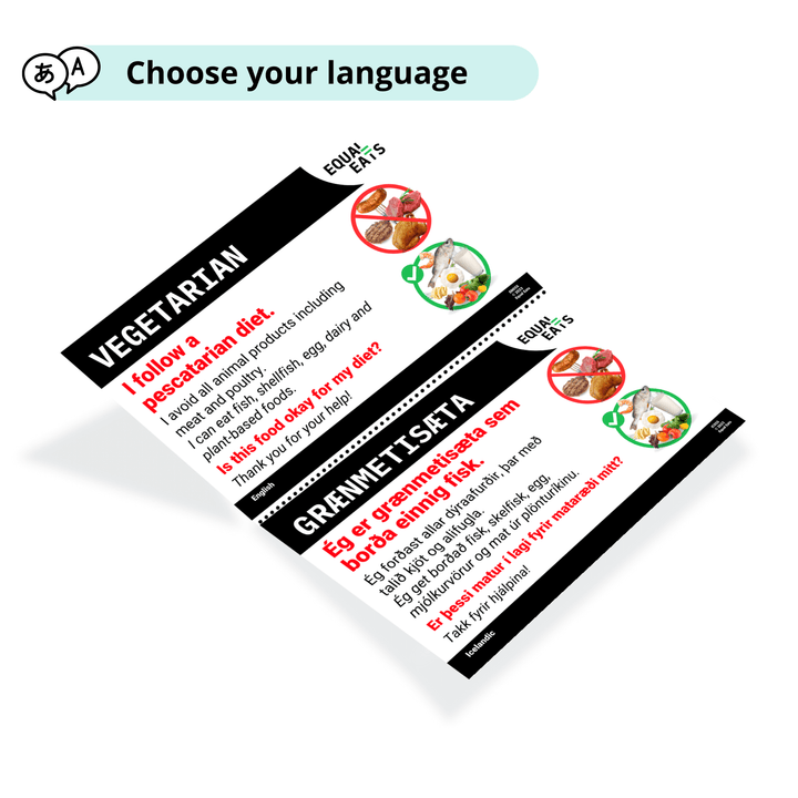 Pescatarian Diet Translation Cards