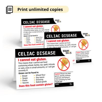 Printable Celiac Card in Simplified Chinese (Instant Download)