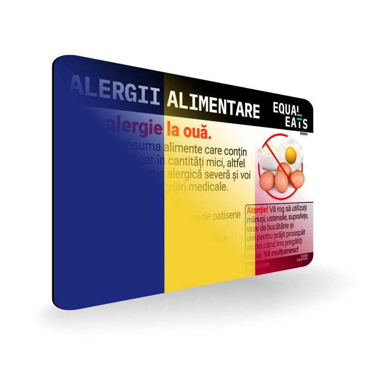 Egg Allergy in Romanian. Egg Allergy Card for Romania