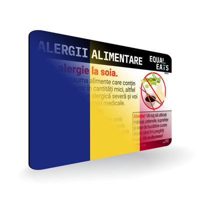 Soy Allergy in Romanian. Soy Allergy Card for Romania