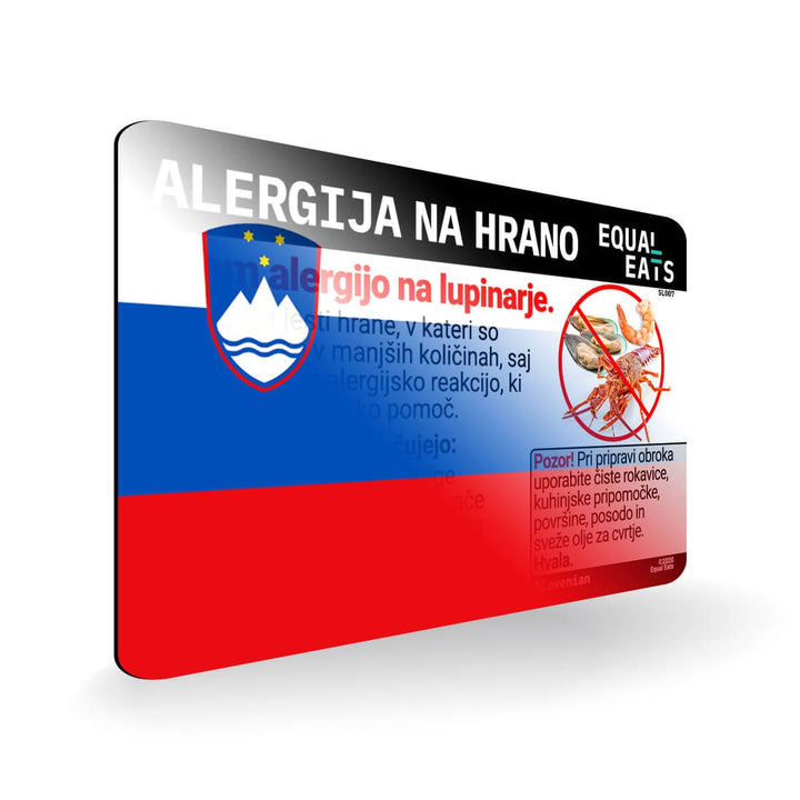 Shellfish Allergy in Slovenian. Shellfish Allergy Card for Slovenia