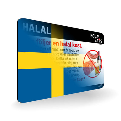 Halal Diet in Swedish. Halal Food Card for Sweden