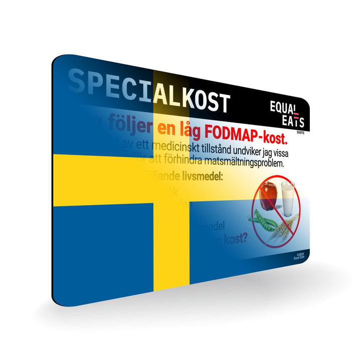 Low FODMAP Diet in Swedish. Low FODMAP Diet Card for Sweden