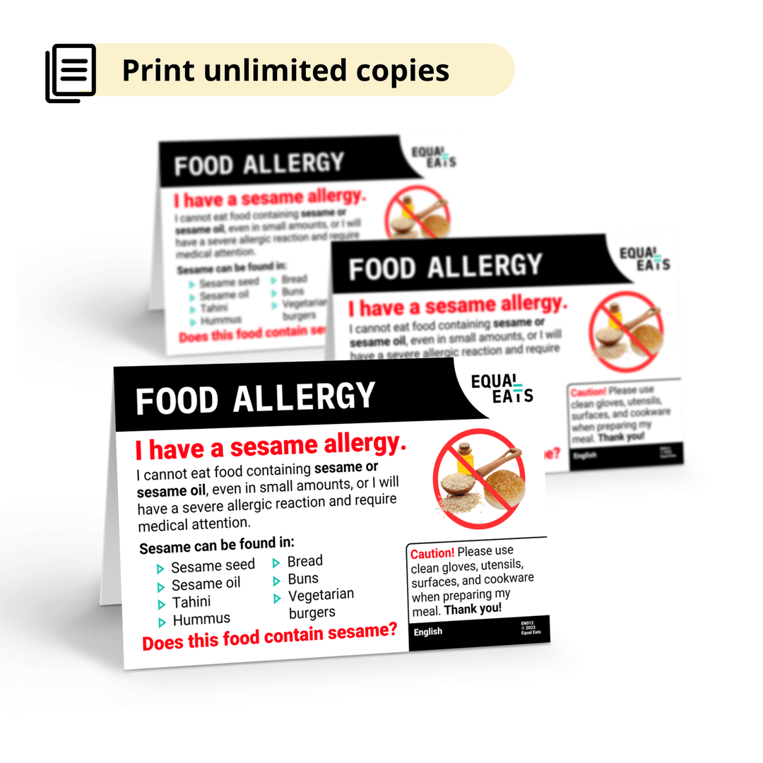 Sesame Allergy Cards