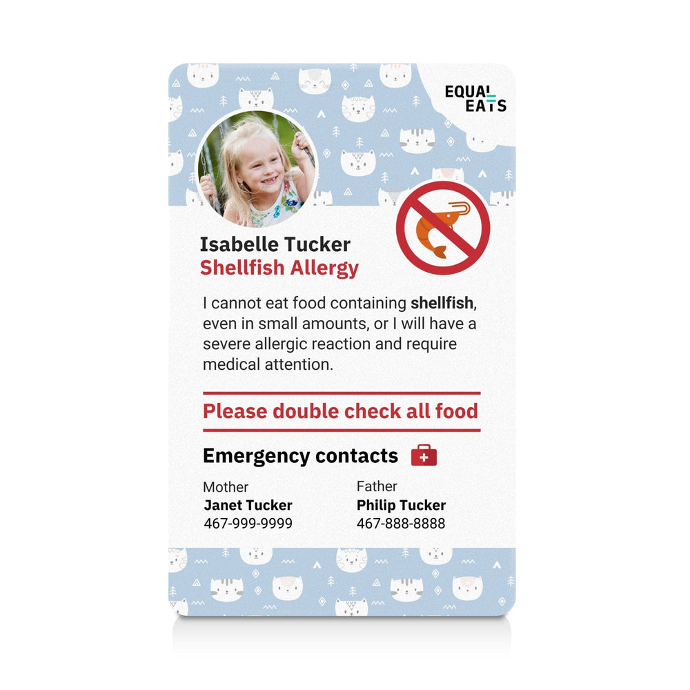 Kitties Shellfish Allergy ID Card (EqualEats)